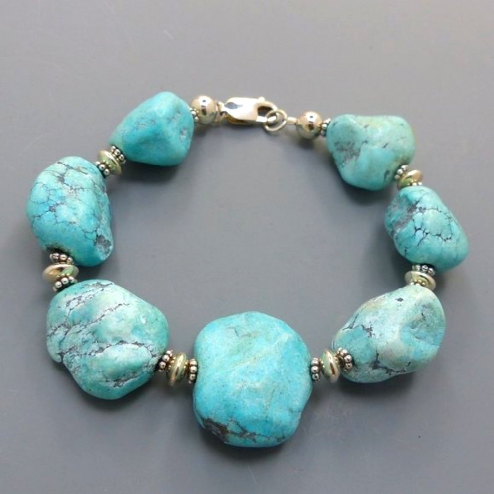 Turquoise and Sterling Silver Chunky Bracelet